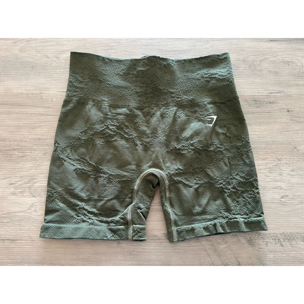 Gymshark Womens Adapt Green Camo High Waist Seamless Athletic Shorts Size XS